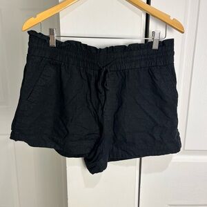 A New Day Womens Black Linen Rayon Blend Shorts L Large Waist 32”